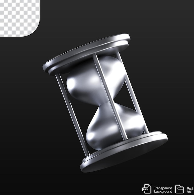 PSD hourglass in metal texture transparent and psd file