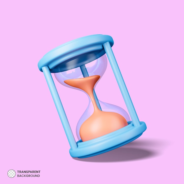 PSD hourglass sand clock isolated icon 3d render illustration