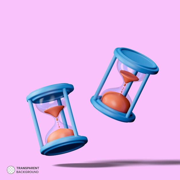 Hourglass sand clock isolated icon 3d render illustration