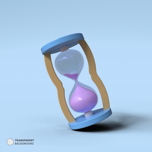 PSD hourglass sand clock isolated icon 3d render illustration