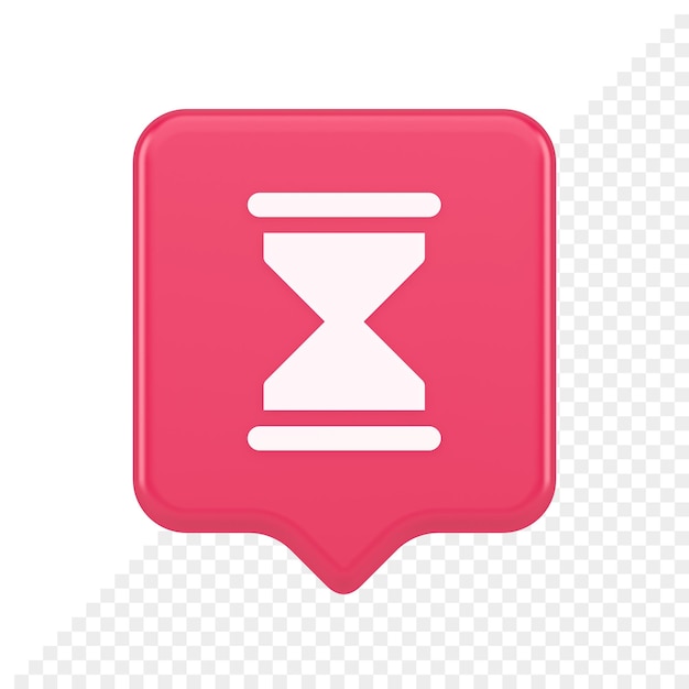 PSD hourglass sand watch time measurement button countdown minute hour period 3d realistic speech bubble icon