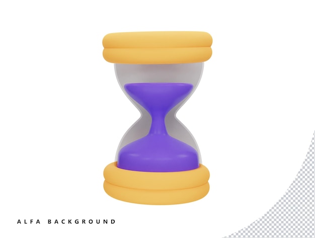 PSD hourglass with sand countdown with 3d vector icon cartoon minimal style