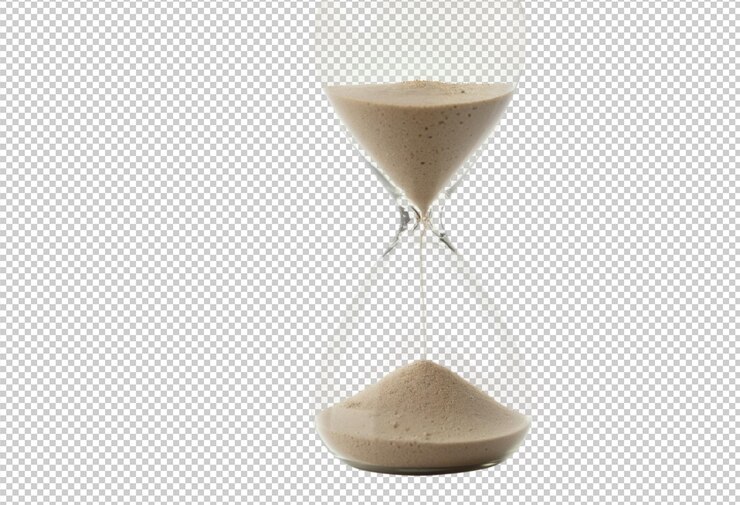 PSD a hourglass with a sand in it is in front of a transparent background