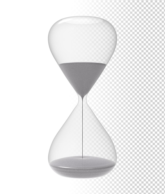 Hourglass with sand on transparent background