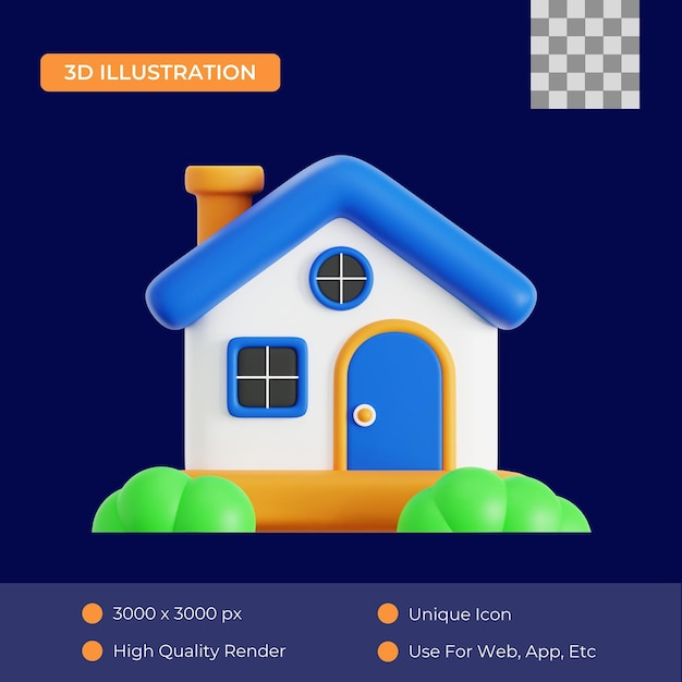 PSD 家の3 dイラストレーション