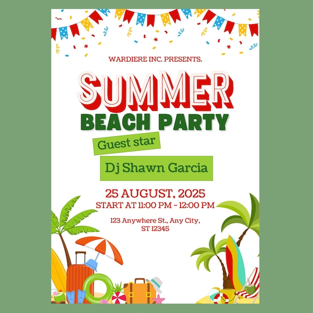 House block party flyer Dj dance night poster