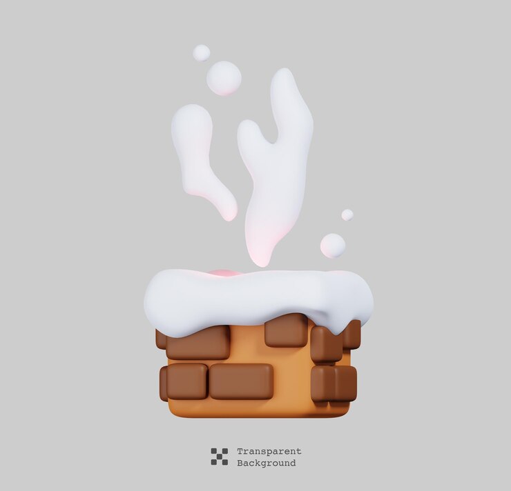 PSD house chimney smoke isolated. new year and winter symbol icon concept. 3d render illustration