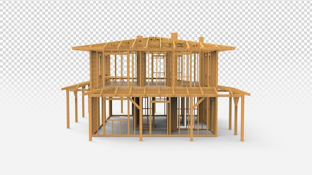 PSD house under construction with transparent background