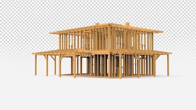 PSD house under construction with transparent background