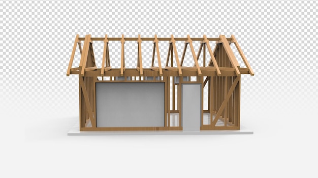 PSD house under construction with transparent background