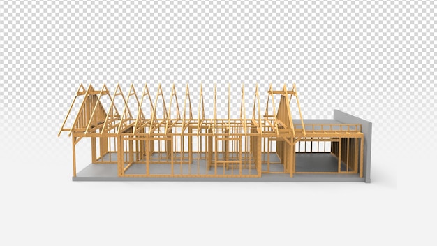 PSD house under construction with transparent background