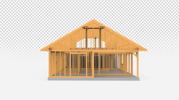 PSD house under construction with transparent background