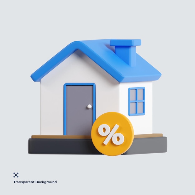 PSD house discount 3d icon illustration