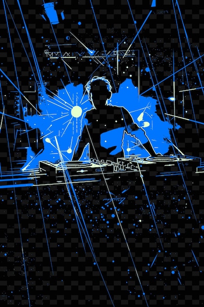 PSD house dj in een nachtclub met lasers en strobe li illustratie muziek poster ontwerpen