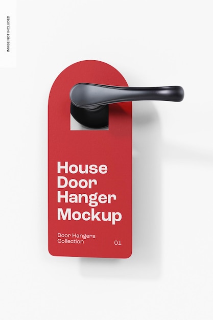 House door hanger mockup, low angle view