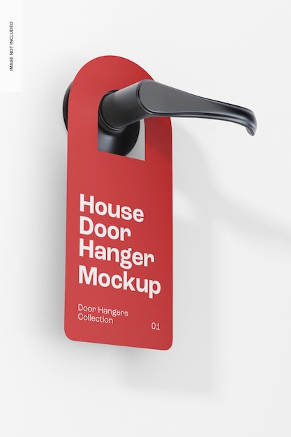 house door hanger mockup, side view