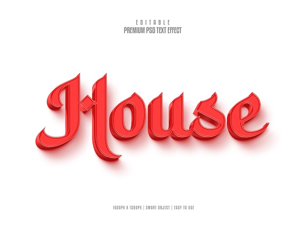 House editable premium 3d psd text effect