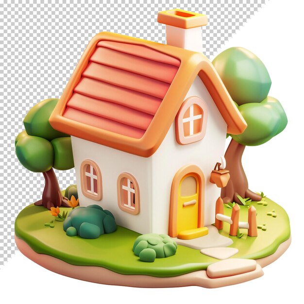 PSD house isolated on transparent background