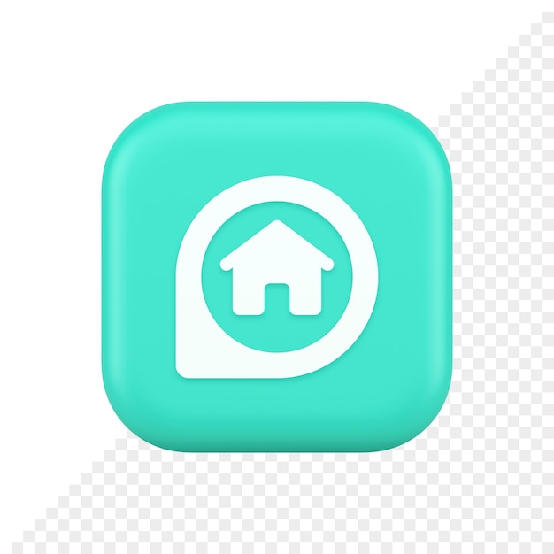 PSD house in map pin gps location distance searching button real estate agency app 3d icon