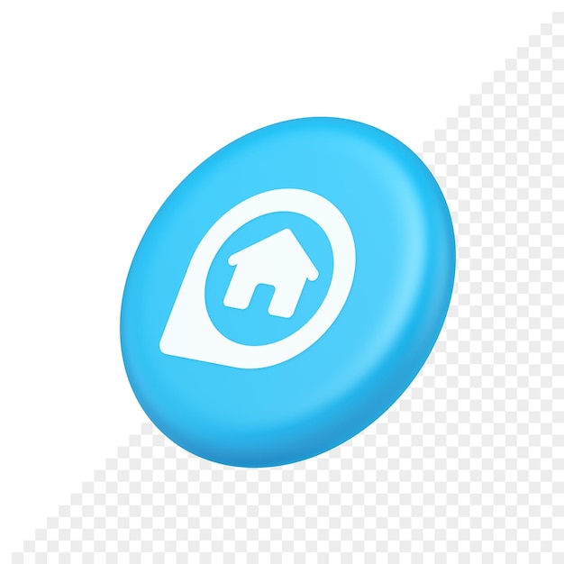 PSD house in map pin gps location distance searching button real estate agency app 3d side view icon