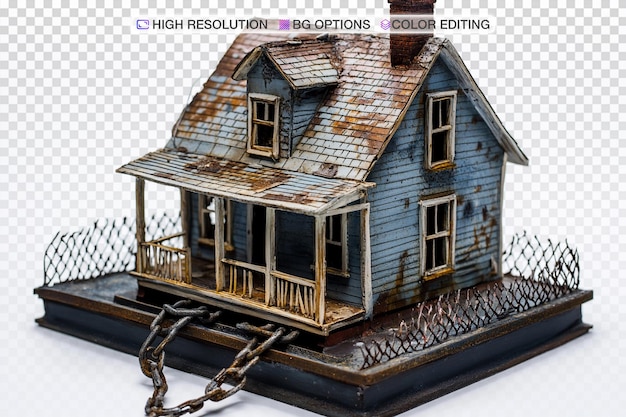 house model caught in a menacing metal trap under soft lighting
