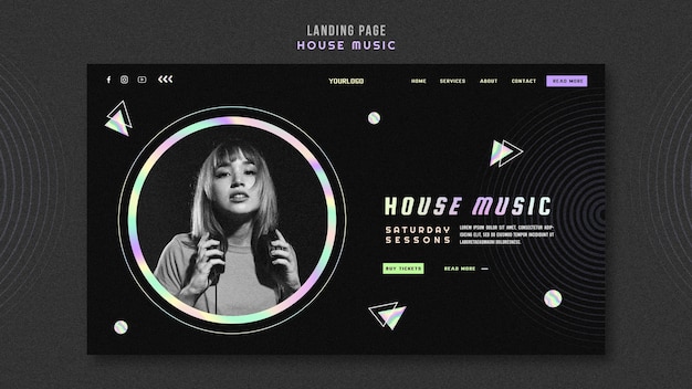 PSD house music ad template landing page