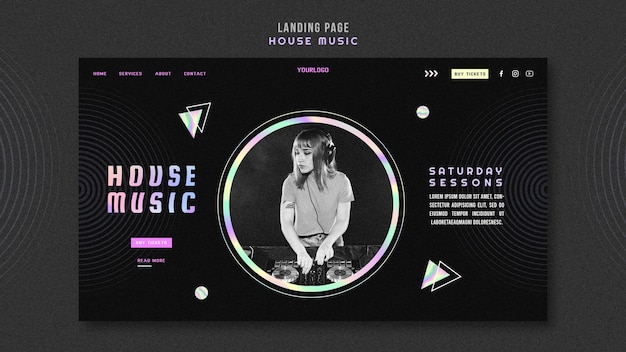 PSD house music landing page template