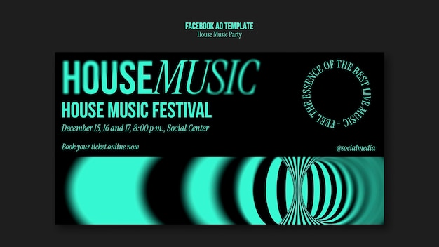 PSD house music party facebook template