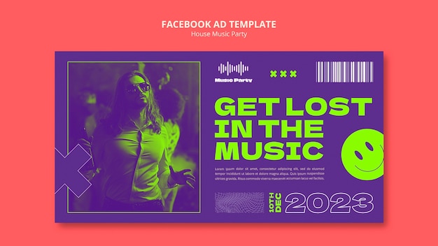 PSD template di facebook per la festa della musica house