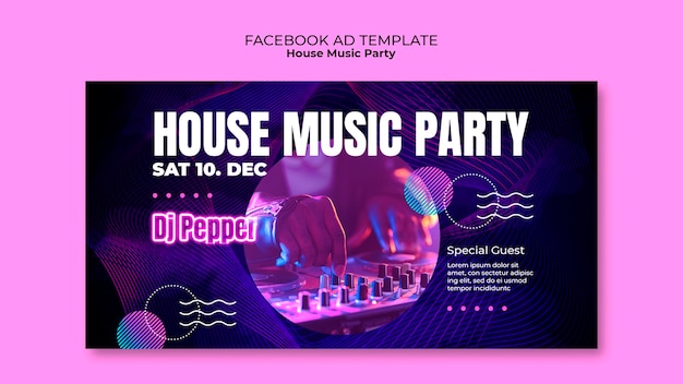 PSD house music party facebook template