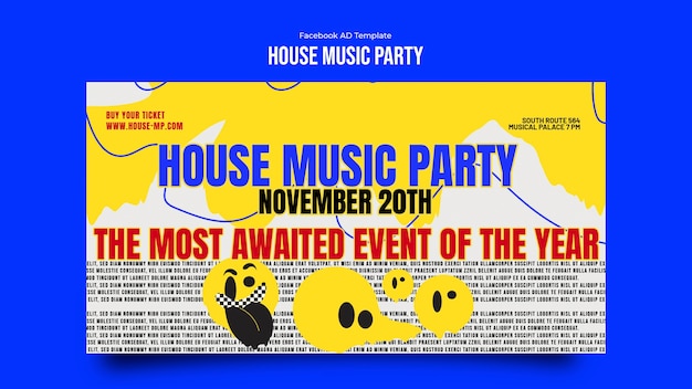 PSD template di facebook per la festa della musica house