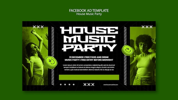 PSD house music party facebook template