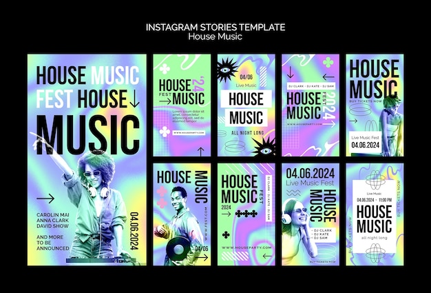 PSD house music party instagram stories