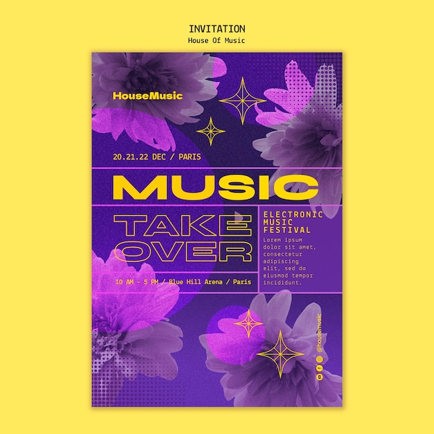House music party  invitation template