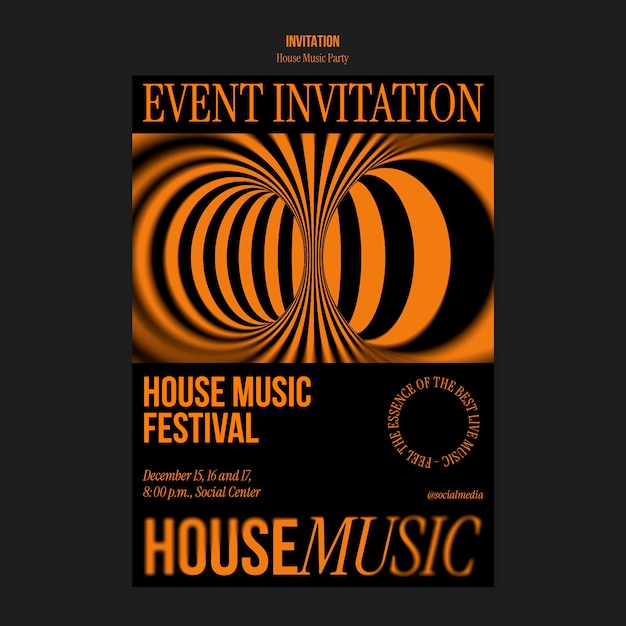 PSD house music party invitation template