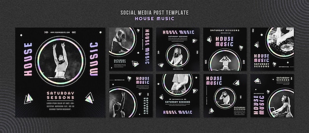 PSD house music social media post template