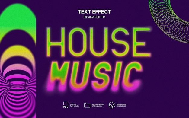 PSD house muziek tekst effect