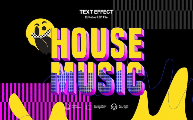 PSD house muziek tekst effect