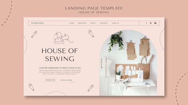 PSD 縫製の家のランディングページ