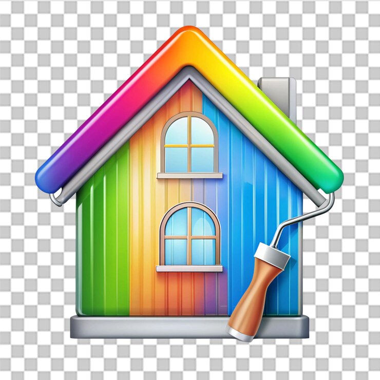 PSD house paint service icon real estate isolated on transparent background