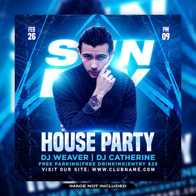 House parties  flyer social media post and web banner