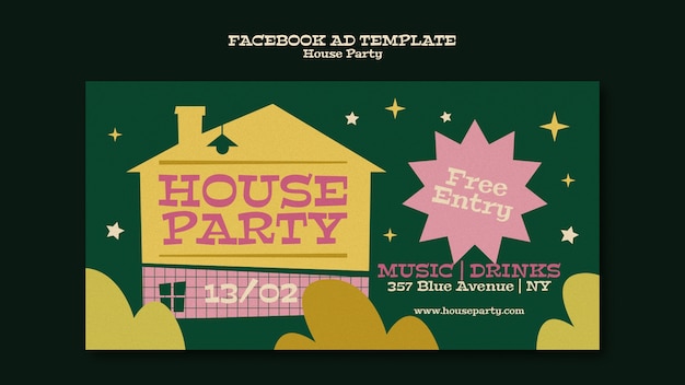 PSD house party facebook template