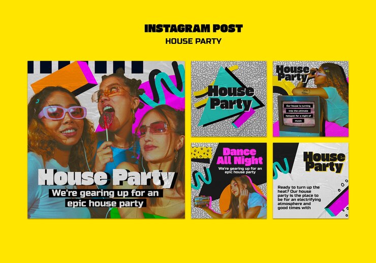 PSD house party  instagram posts