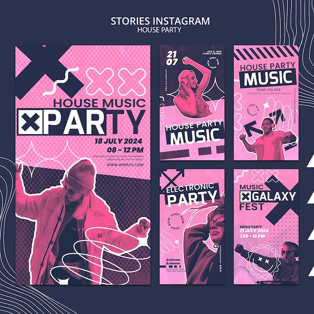 PSD house party instagram stories