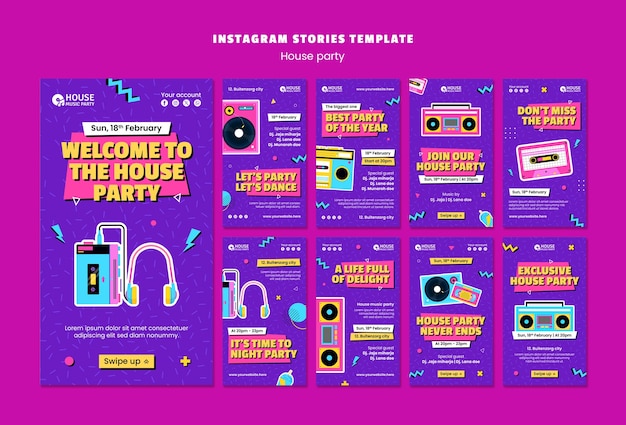 PSD house party  instagram stories