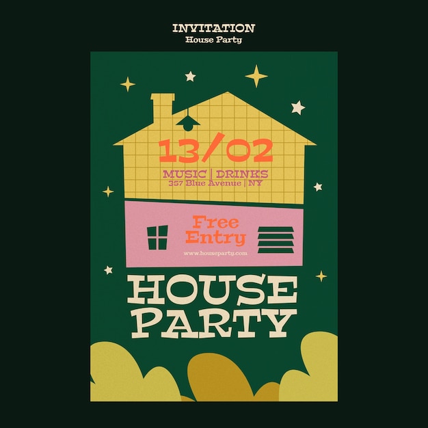 PSD house party invitation template