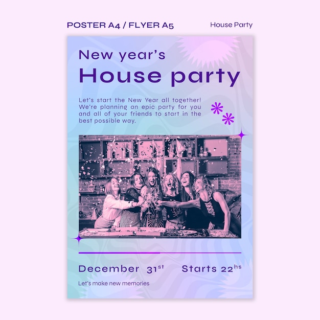 PSD house party poster template