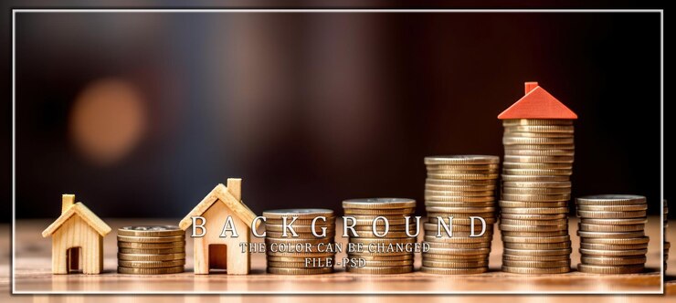 PSD house prices rising on stacked coins