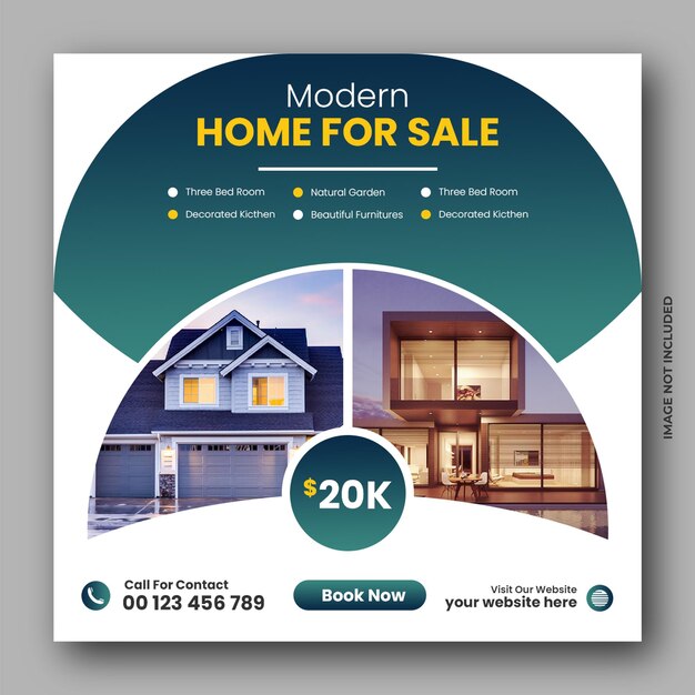 PSD house property real estate house square social media post or instagram banner template