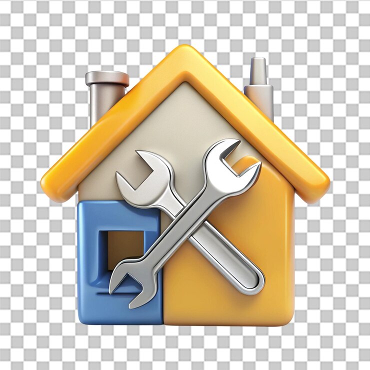 PSD house repair 3d icon illustration